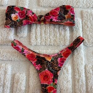 Floral Leopard Print Bikini Set
